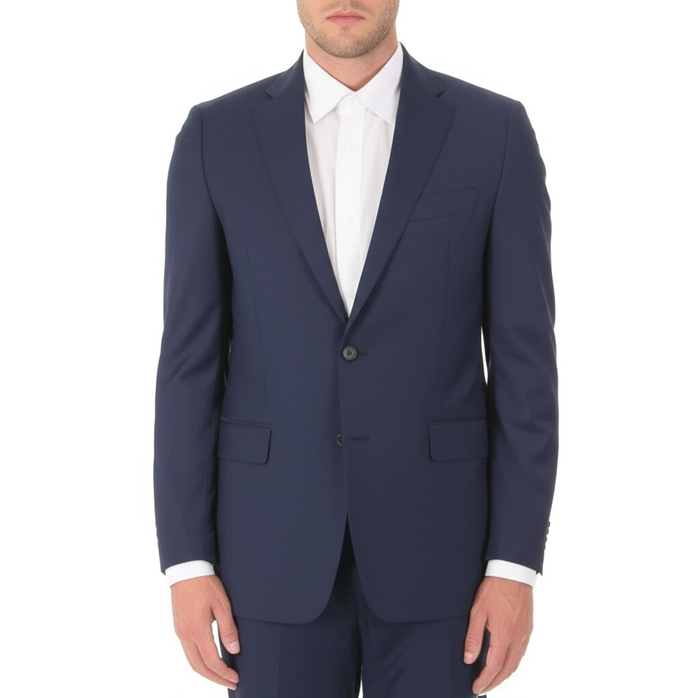 BOSS Mens Blazer 42L Navy Blue Two Button Notched Lapel Professional